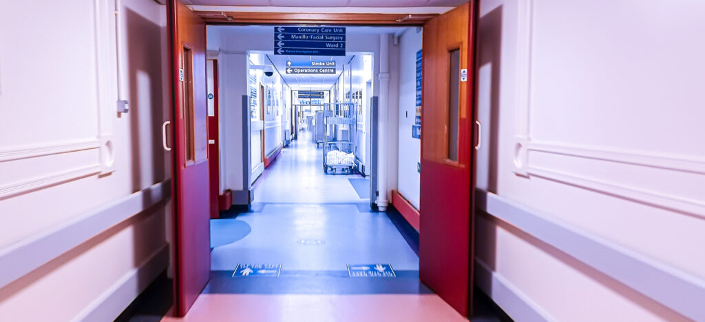 a hospital corridor
