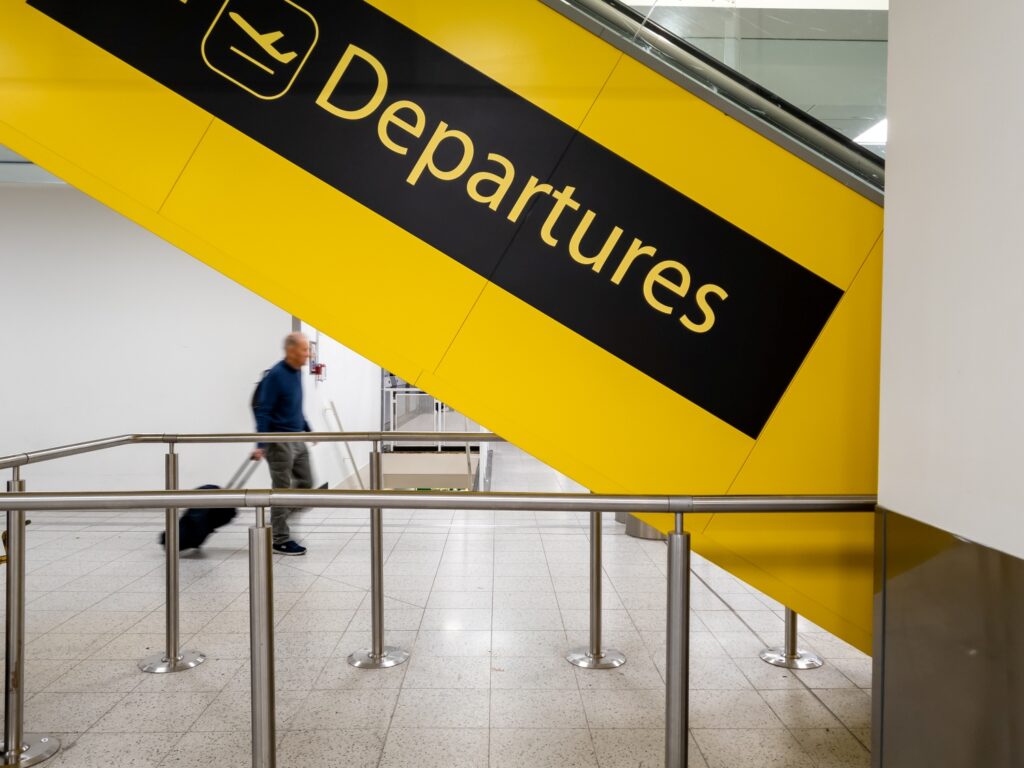 Airport departures sign